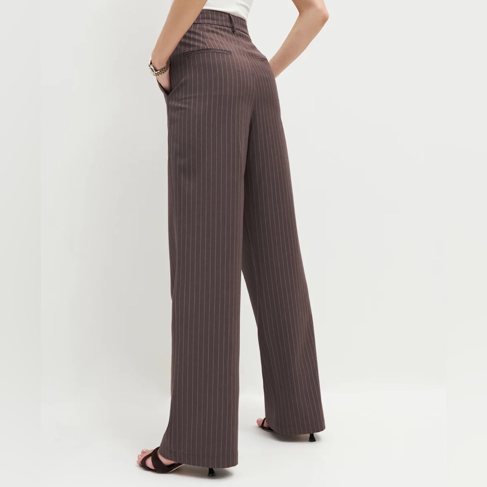 Reformation Brown Pinstripe Trousers - Picture 2 of 9